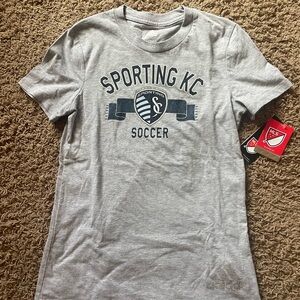 Sporting KC Soccer MLS shirt girls Large 14 glittery Adidas Go girls sports